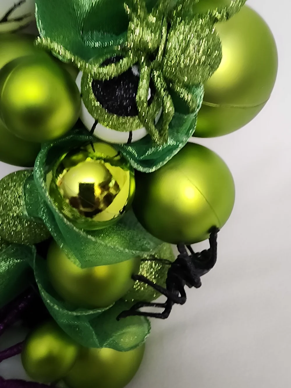 Halloween XLARGE Witch Wreath with Black Hat and Lime Green Ornaments